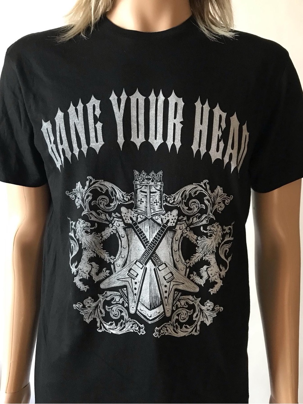 Black 'Bang Your Head' Graphic Short Sleeve Tee